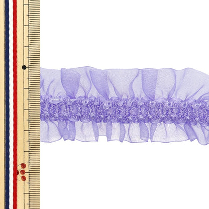 【数量5から】 フリルリボンテープ 『ストレッチWフリル 約30mm幅 パープル FRS2306』