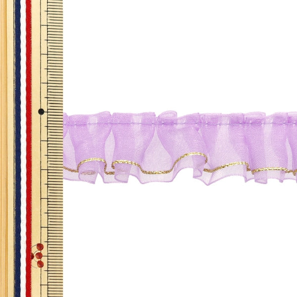 【数量5から】 フリルリボンテープ 『Wレースフリル 約25mm幅 ライトパープル FR2306』