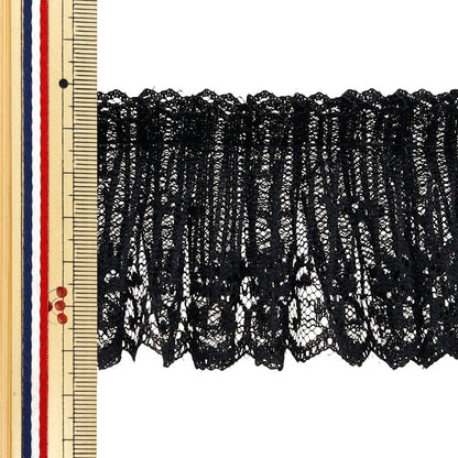 【数量5から】 フリルリボンテープ 『レースフリル 約65mm幅 ブラック FR2317』
