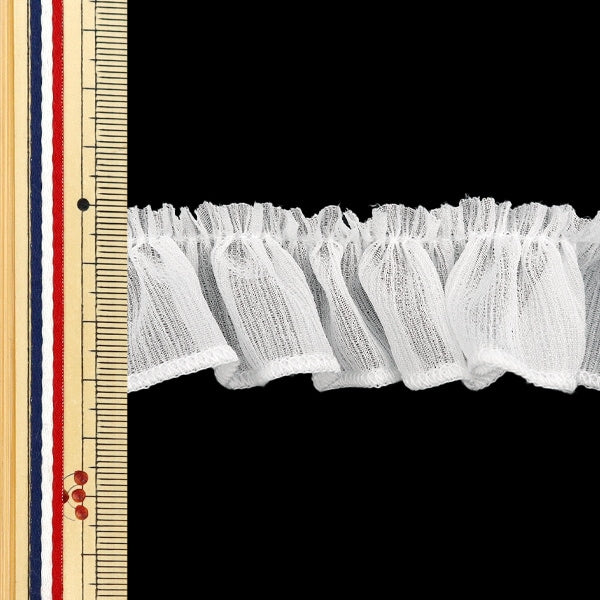 【数量5から】 フリルリボンテープ 『ラメロックフリル 約30mm幅 ホワイト FR2320』