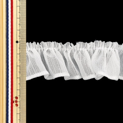 【数量5から】 フリルリボンテープ 『ラメロックフリル 約30mm幅 ホワイト FR2320』