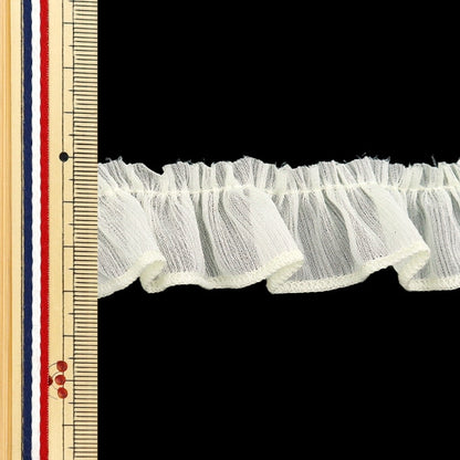 【数量5から】 フリルリボンテープ 『ラメロックフリル 約30mm幅 アイボリー FR2320』
