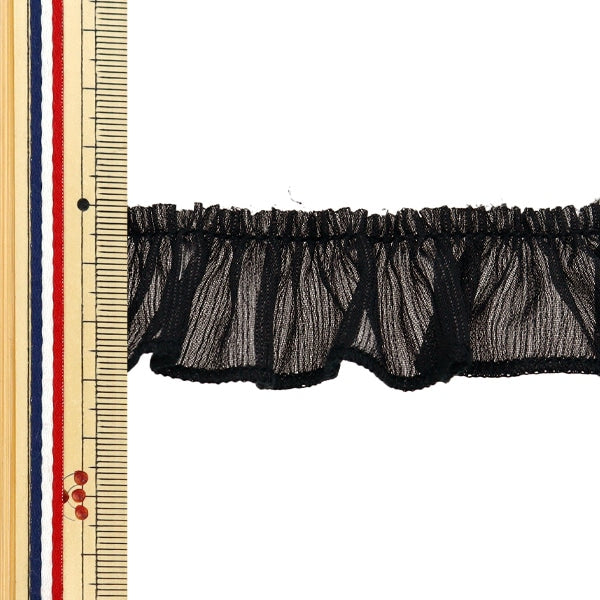 【数量5から】 フリルリボンテープ 『ラメロックフリル 約30mm幅 ブラック FR2320』