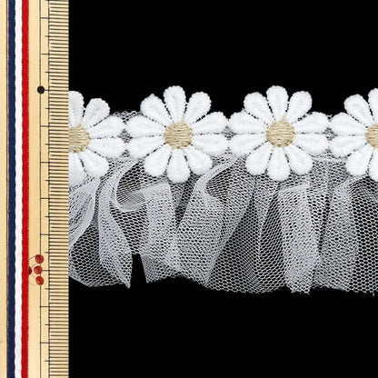 【数量5から】 フリルリボンテープ 『フラワーチュールフリル 約50mm幅 ホワイト FR2341』