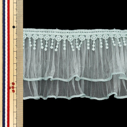 【数量5から】 フリルリボンテープ 『プリーズチュールフリル 約60mm幅 グリーン FR2348』