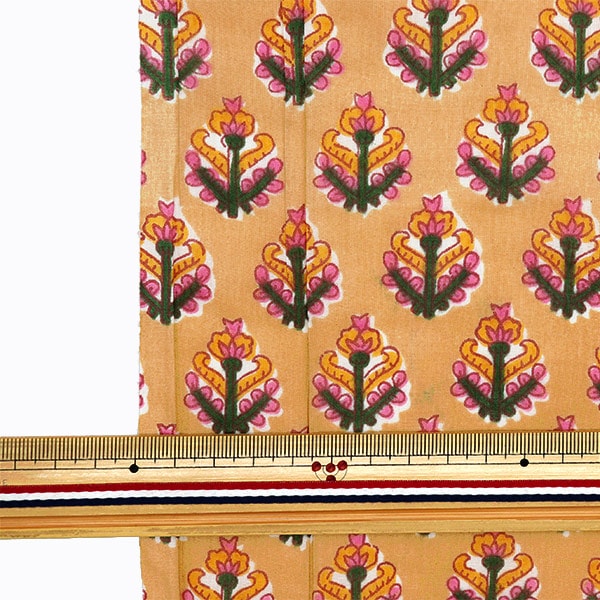 [De la quantité 5] tissu "Indo Boyle Print Flower Pattern orange x jaune Ram-BOI-41"