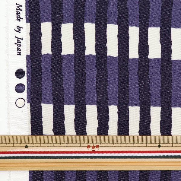 [Aus Menge 5] Stoff "TC Color Denim Stripe Border Navy 83060-3-1"