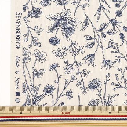 [Aus Quantität 5] Stoff "Schreckensschrecke Botanische Linie Blume Natural X Navy 850442-1-1"