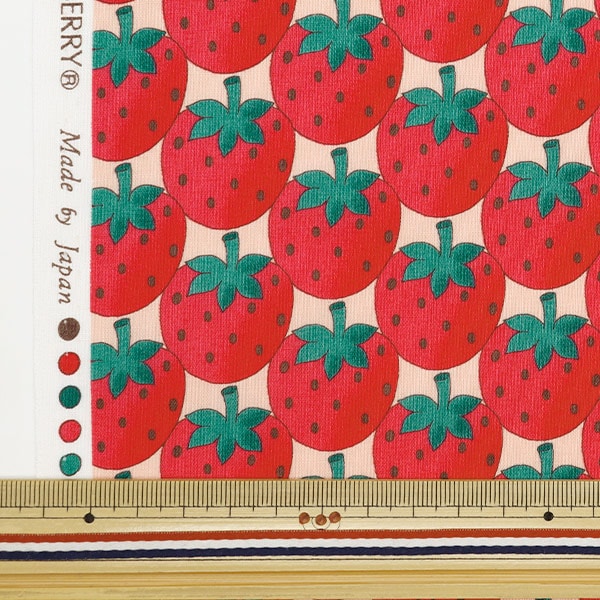 [From quantity 5] Fabric 『Scare Print Strawberry Party Strawberry Parade Pink 850446-1-2]