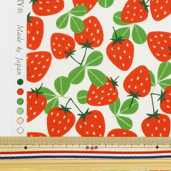 [De la cantidad 5] Fabric "Scare Strawberry Party Freshberry and Leaf Cream 850447-1-1"