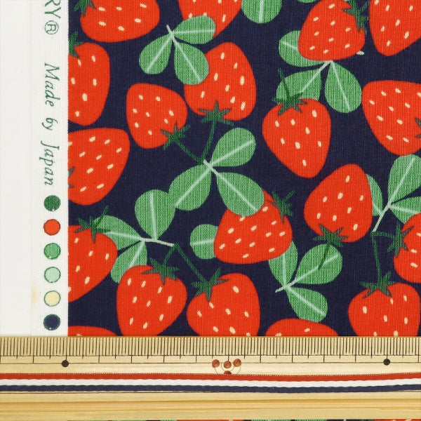 [Aus Menge 5] Stoff "Schreckensdrawberry Party Strawberry und Leaf Navy 850447-1-3"