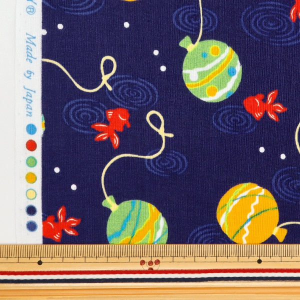 [De la cantidad 5] Fabric "Scare Kids Festival Goldfish Yo-Yo Navy 850450-1-4"