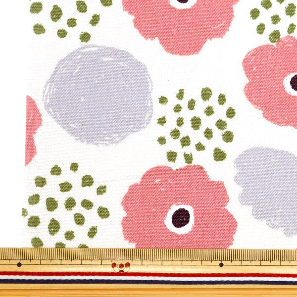 [Dalla quantità 5] tessuto "Ox Palette Round Flower Pink 144-8048-A6" [Yuzawaya Originale]