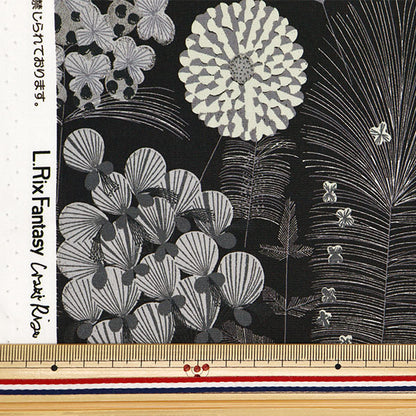 [From quantity 5] Fabric "Ueno Richiblod Garden Black UNRF-05-BK"