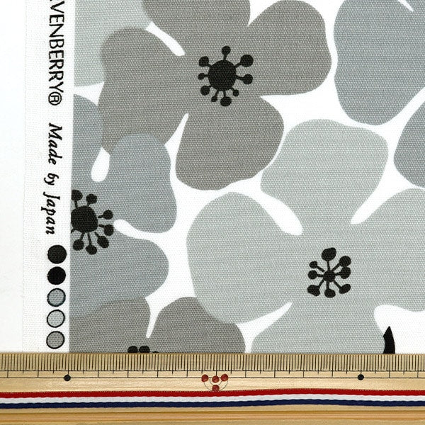 [De la cantidad 5] Fabric "Ox Big Flower White x Gray 850466-1-3"