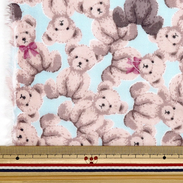 [From quantity 5] Fabric 『double gauze Favorites Baby Mokomoko Bear Blue OKBF-42-BL]