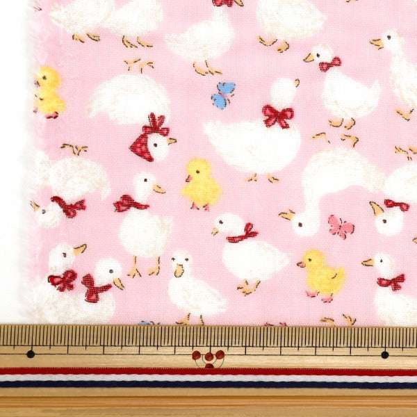 [From quantity 5] Fabric 『double gauze Favorite Baby Yochi Duck Pink OKBF-44-P]