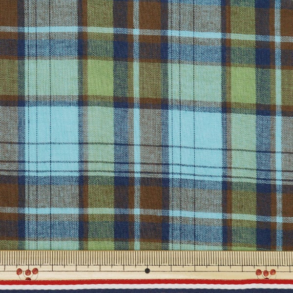 [From quantity 5] Fabric "Madras Check Green Saxes Inm24-GNSAX"