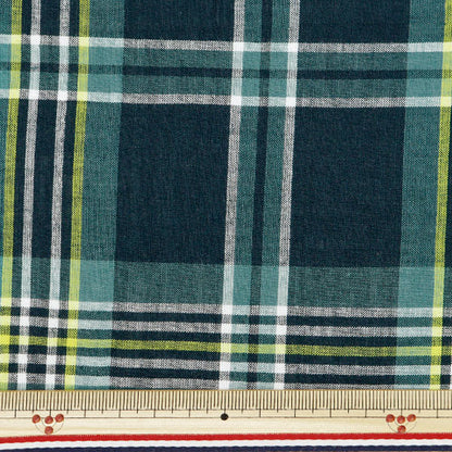 [Dalla quantità 5] Fabric "Madras Controlla Navy Green INM24-NVGN"