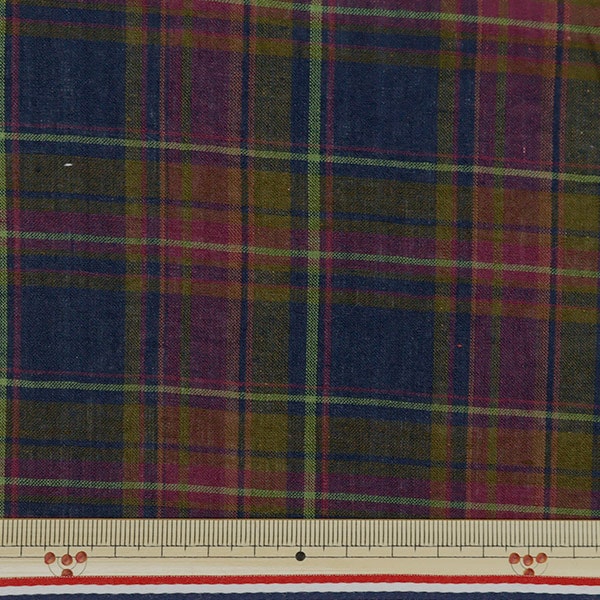 [From quantity 5] Fabric "Madras Check Navy Green INM24-NVGN"