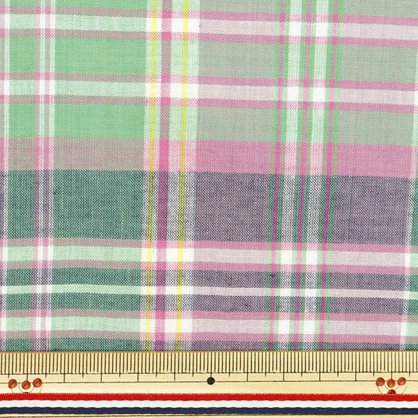 [Aus Menge 5] Stoff "Madras Check Pink Purple Inm24-PKPP"