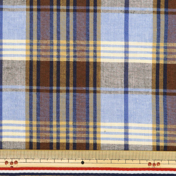 [Aus Quantität 5] Stoff "Madras Check Brown Sachs INM24-BLSAX"