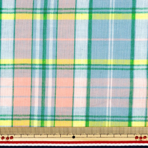 [الكمية من 5] قماش "Madras Check Salmon Green INM24-SAGN"