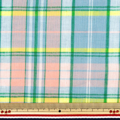 [الكمية من 5] قماش "Madras Check Salmon Green INM24-SAGN"