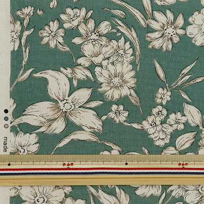 [De la cantidad 5] Fabric "Cotton Hee lienzo grabado de flor verde 38129-1d"