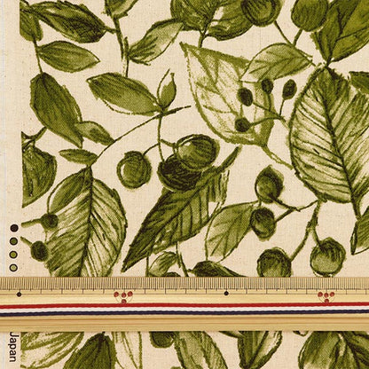 [Aus Menge 5] Stoff "Baumwoll-Hanf-Leinwandblatt grün 38129-2c"