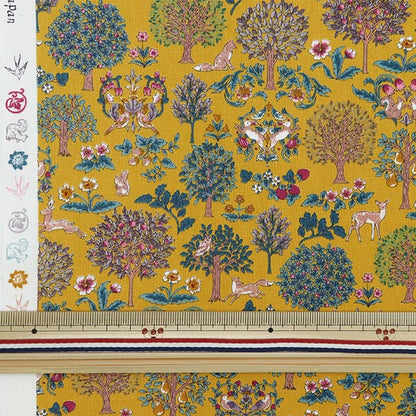 [From quantity 5] Fabric 『Sheeting Art Nouvausin Fony Tree and Ikimoto Pattern Yellow SS-2402-2D]