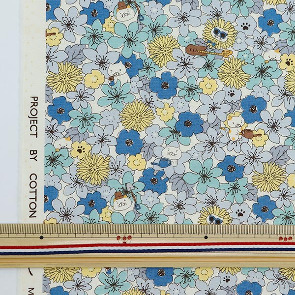 [Dalla quantità 5] tessuto "largo nessuno e modello di fiori blu kts7062-b" cotone kobayashi cotone kobayashi kobayashi.