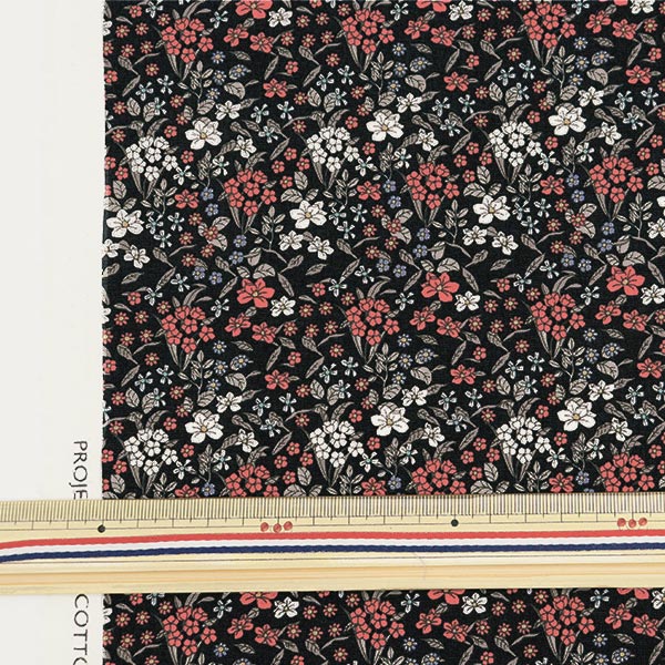 [De la quantité 5] Tissu "large petit motif floral noir kts7061-f" Cotton kobayashi coton kobayashi kobayashi fibre