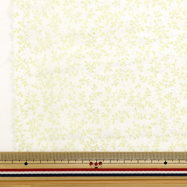 数量5から】 生地 『Wガーゼ刺繍 小花 ライトグリーン AP4730-1C