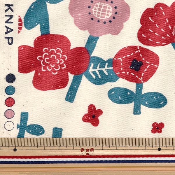 [De la cantidad 5] Fabric "Nova Buey Border Floral Patrón Rojo Nox-Bofl-Re" Kokka Cocka