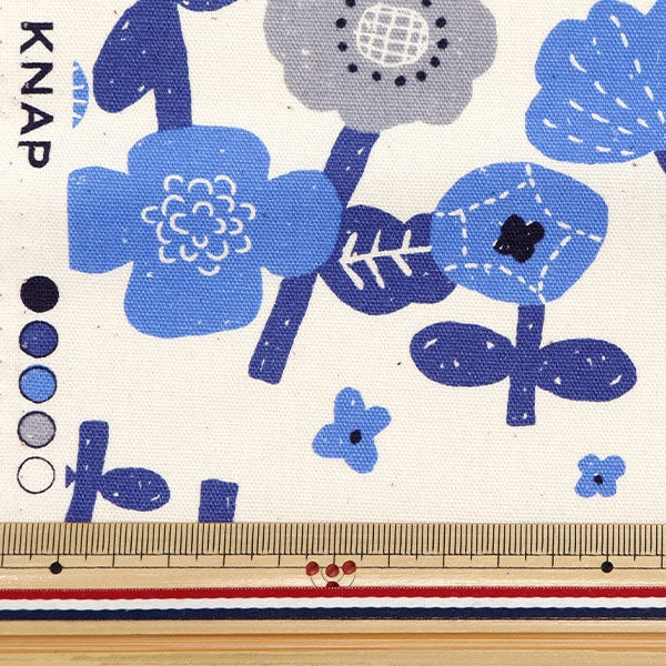 [الكمية من 5] قماش "NOVA Ox Border Floral Pattern Blue NOX-BOFL-BL" KOKKA KOKKA