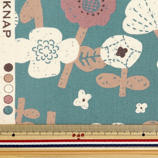 [De la quantité 5] Tissu "Nova Ox Border Floral Match Floral Blue Grey NOX-BOFL-BLGY" KOKKA COCKA