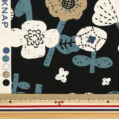 [Aus Menge 5] Fabric "Nova Ox Border Blumenmuster Black Nox-Bofl-BK" Kokka Cocka