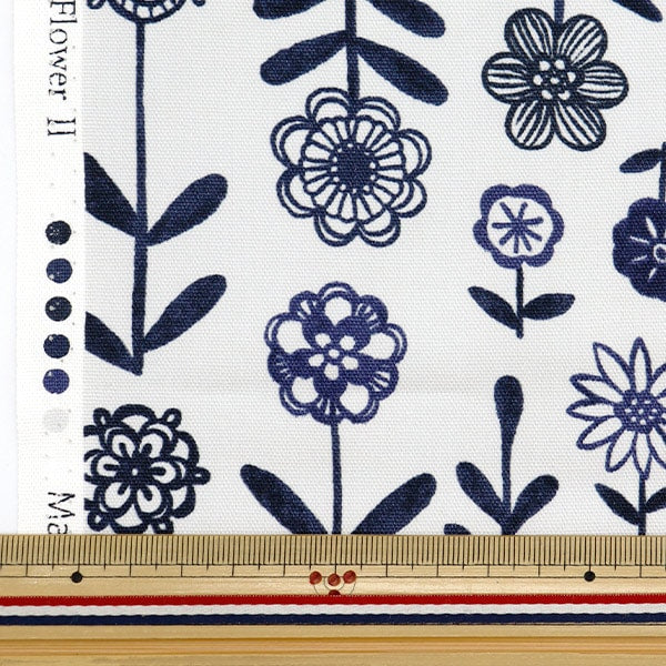 [De la cantidad 5] Fabric "Nova Ox Stripe Flower Navy Nox-Nofl2-NV" Kokka Cocka