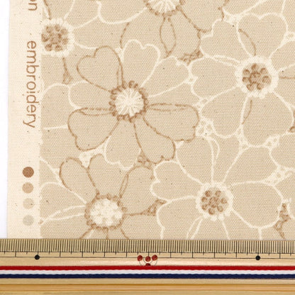 [De la cantidad 5] Fabric "Nova Ox Bordery Flower Pattern Natural Noz-emfl-na" Kokka Cocka