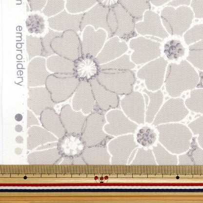 [De la cantidad 5] Fabric "Nova Buey Bordery Floral Light Grey Noz-EMfl-Lgy" Kokka Cocka