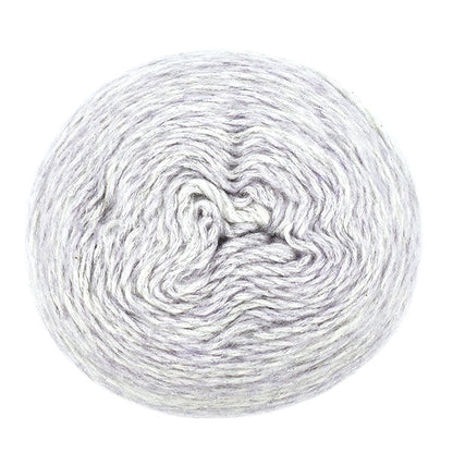 Shiny Gradation No.13 Gray yarn, top view showing metallic fibers and soft twist - Yuzawaya Original