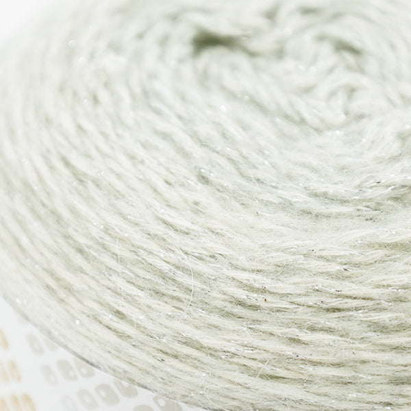 Close-up of Shiny Gradation No.14 Greige yarn showing fine metallic strands and soft texture