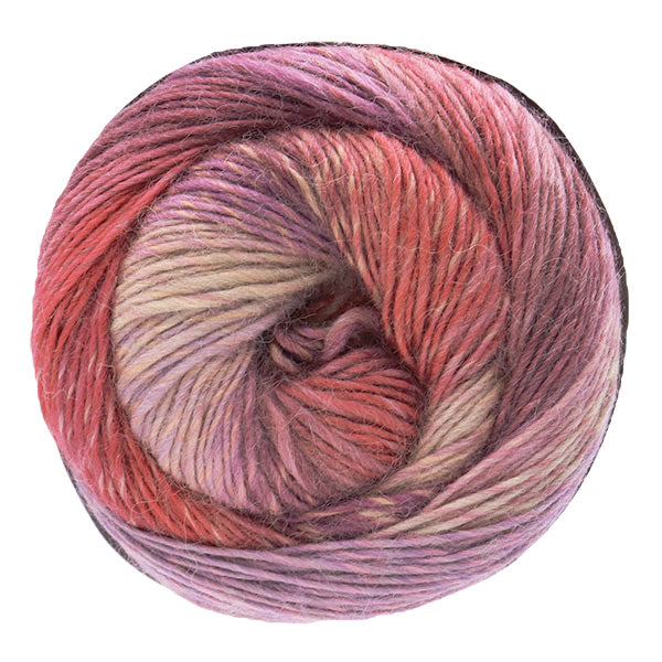 Close-up of MIYABI No.3 gradient yarn texture, soft acrylic wool blend