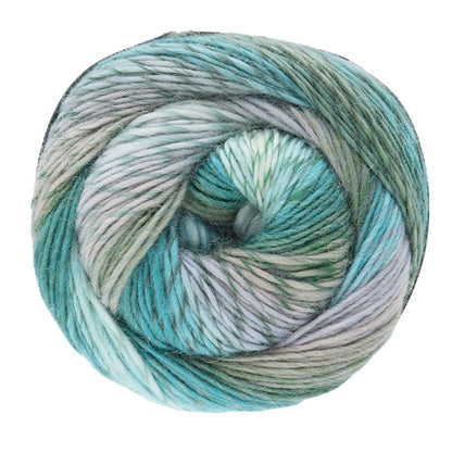 Close-up of MIYABI No.7 gradient yarn texture, soft acrylic wool blend
