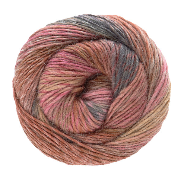 Close-up of MIYABI No.4 gradient yarn texture, soft acrylic wool blend