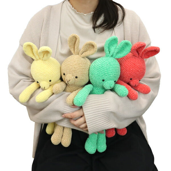 まとめ売り格安♥うさぎちゃんモチーフ春ニット3枚セット♥ BLAZE 4個入り 編みパーツ 編みモチーフ うさぎ と リボン フラワー 花