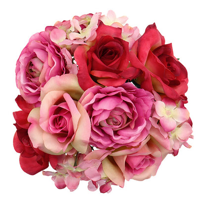 造花 シルクフラワー 『ローズ&ラナキュラブーケ レッド/ピンク VT2011』