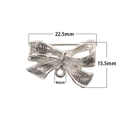 手芸金具 『カン付きリボンブローチ シルバー #1042』