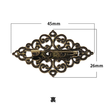 手芸金具 『スカシパーツ付きブローチ アンティークゴールド #1476』